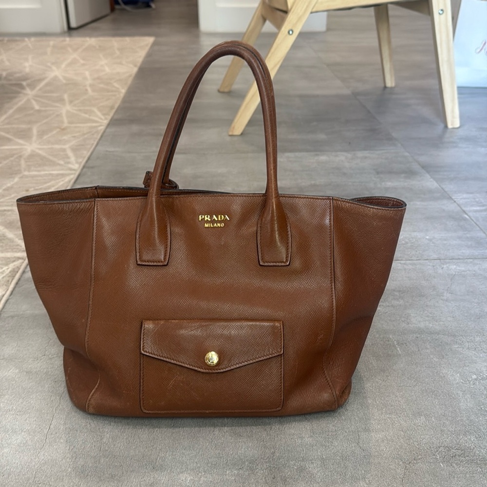 Brown leather Prada tote